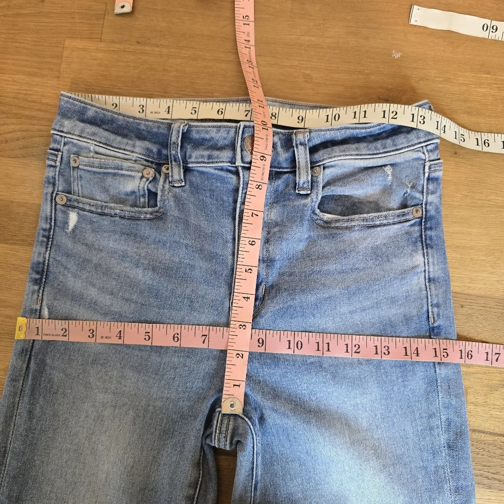 AE American Eagle Ne(x)t Level Festival Flare Jean In Indigo Fray 6 R - Picture 13 of 15